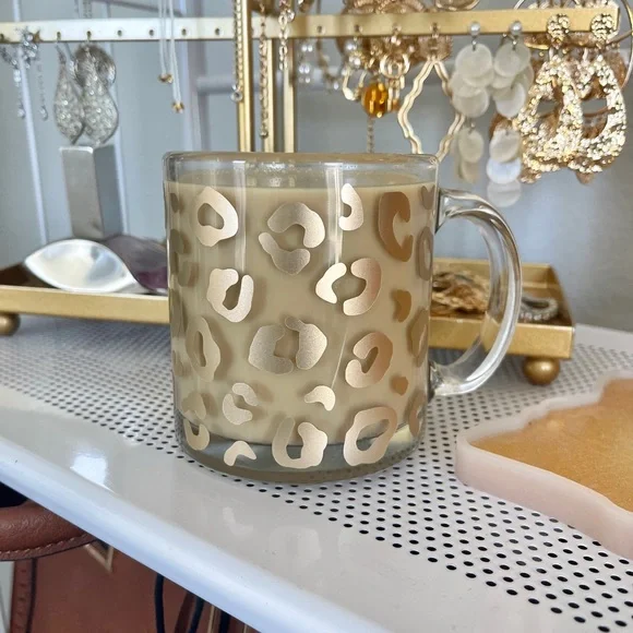 Champagne Leopard Print Clear Mug - Picture 3 of 10